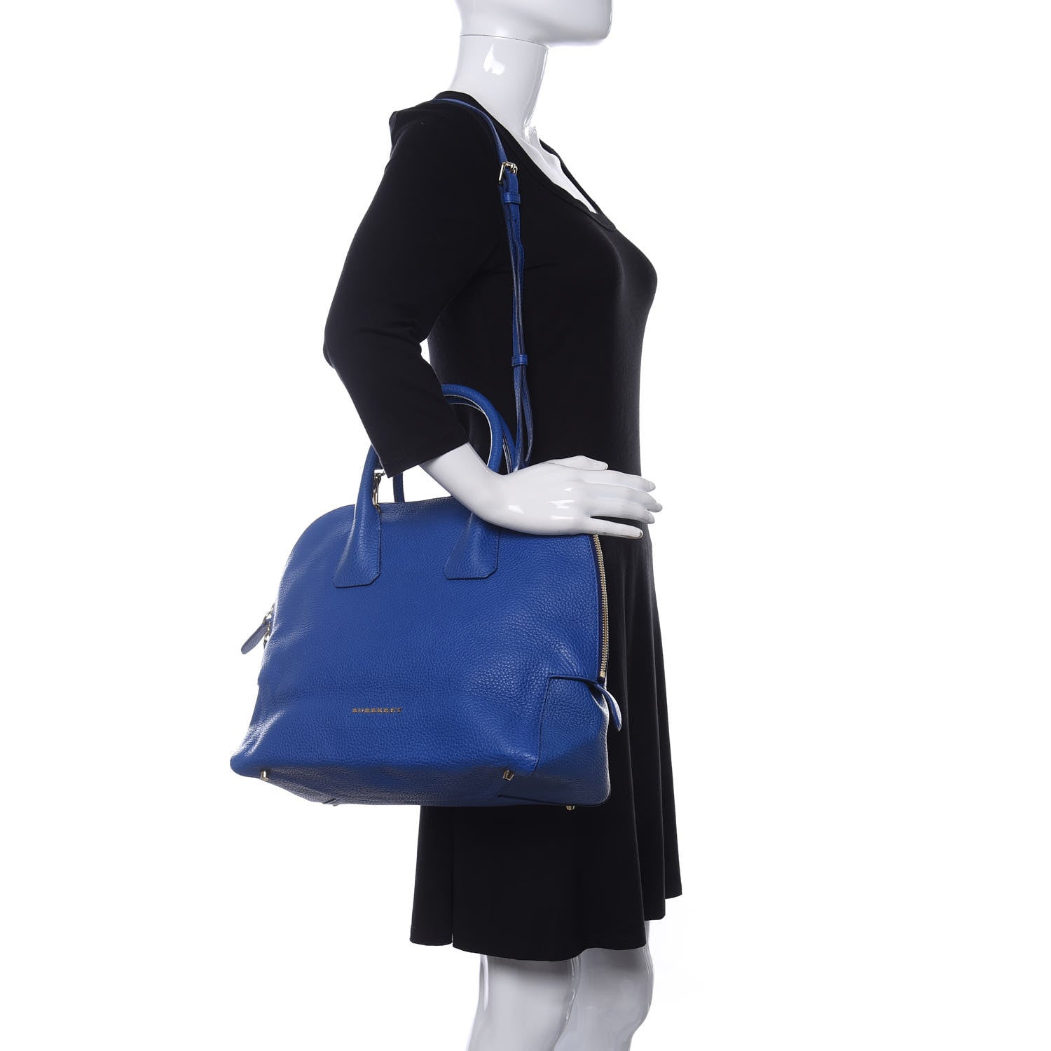 Burberry London Grainy Calfskin Medium Greenwood Bowling Bag Brilliant Blue 2 of 10