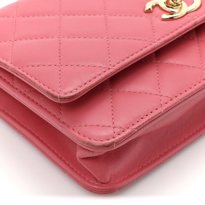 Chanel Lambskin Quilted Trendy CC Wallet On Chain WOC Bright Pink 11 of 18