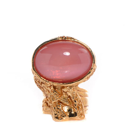 Saint Laurent Glass Cabochon Arty Ovale Ring 6 Gold Pink 1 of 5