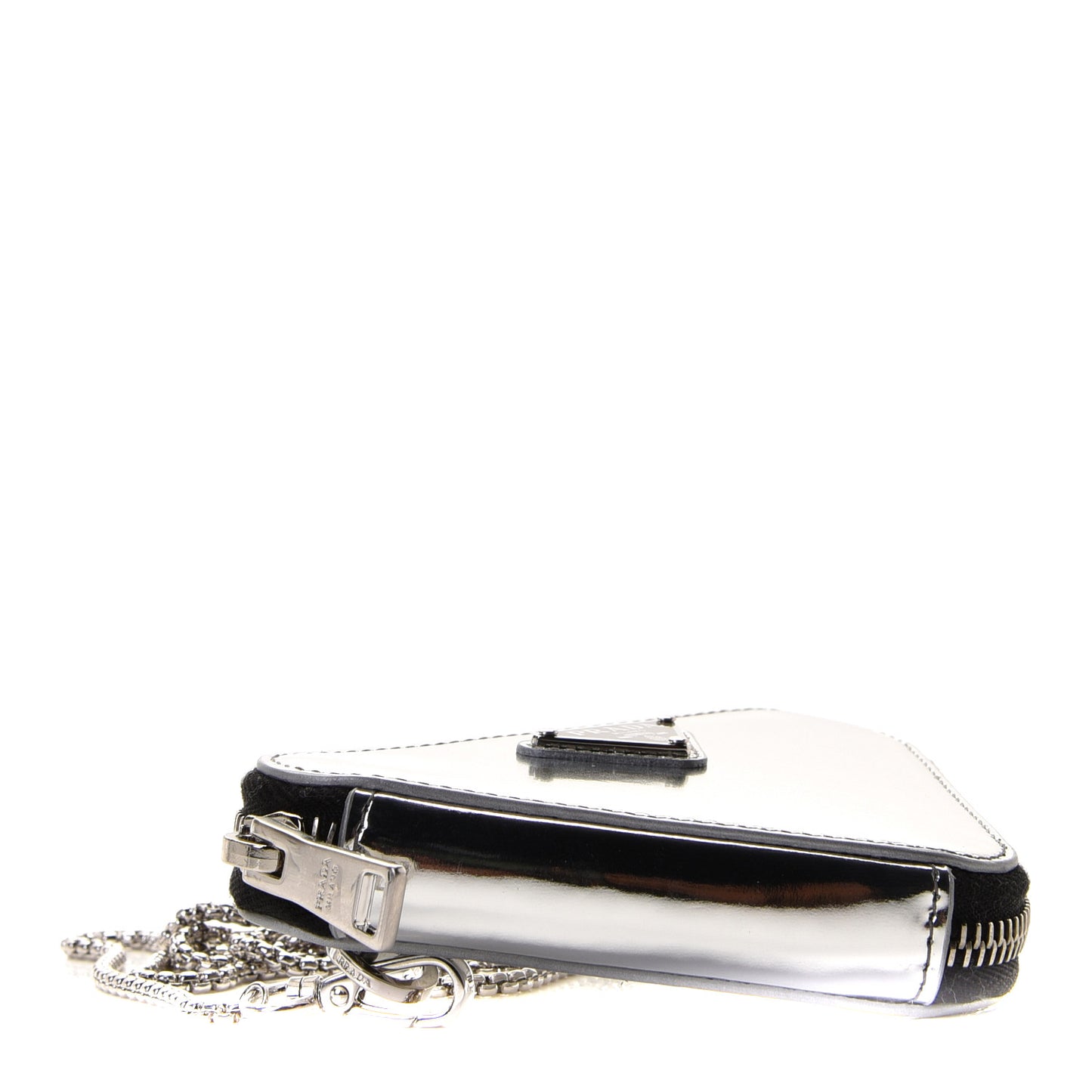 Spazzolato Mini Triangle Chain Crossbody Pouch Argento