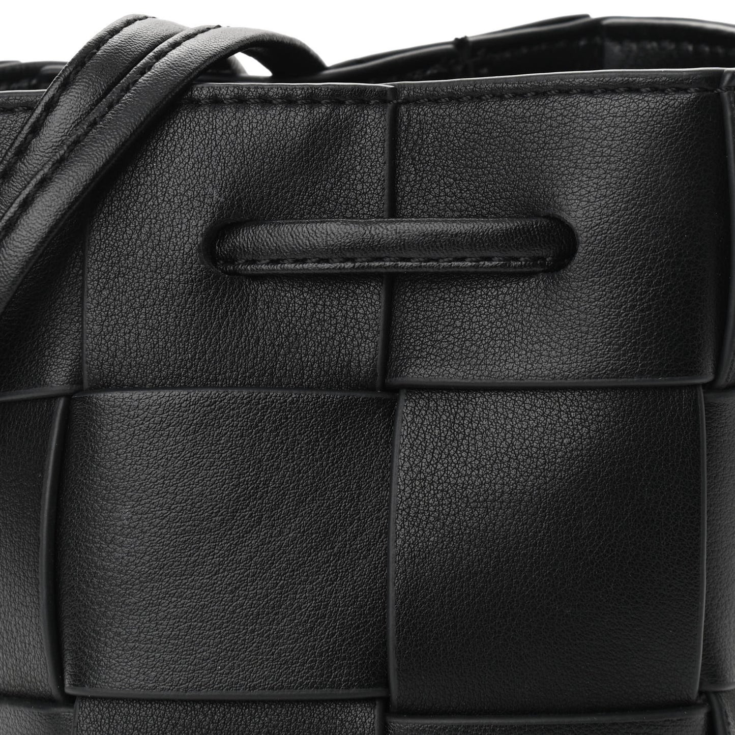 Nappa Maxi Intrecciato Mini Cassette Bucket Bag Black