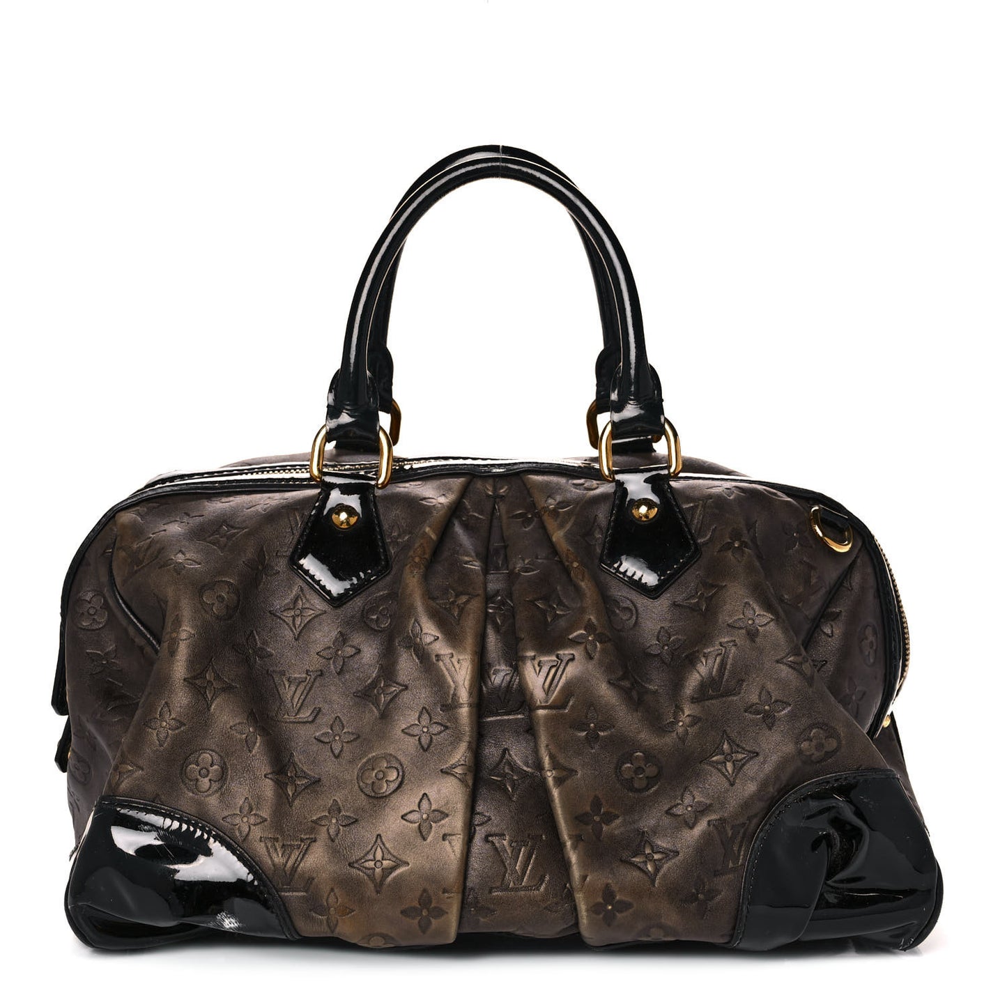 Cuir Patent Embossed Monogram Stephen Bag Grey