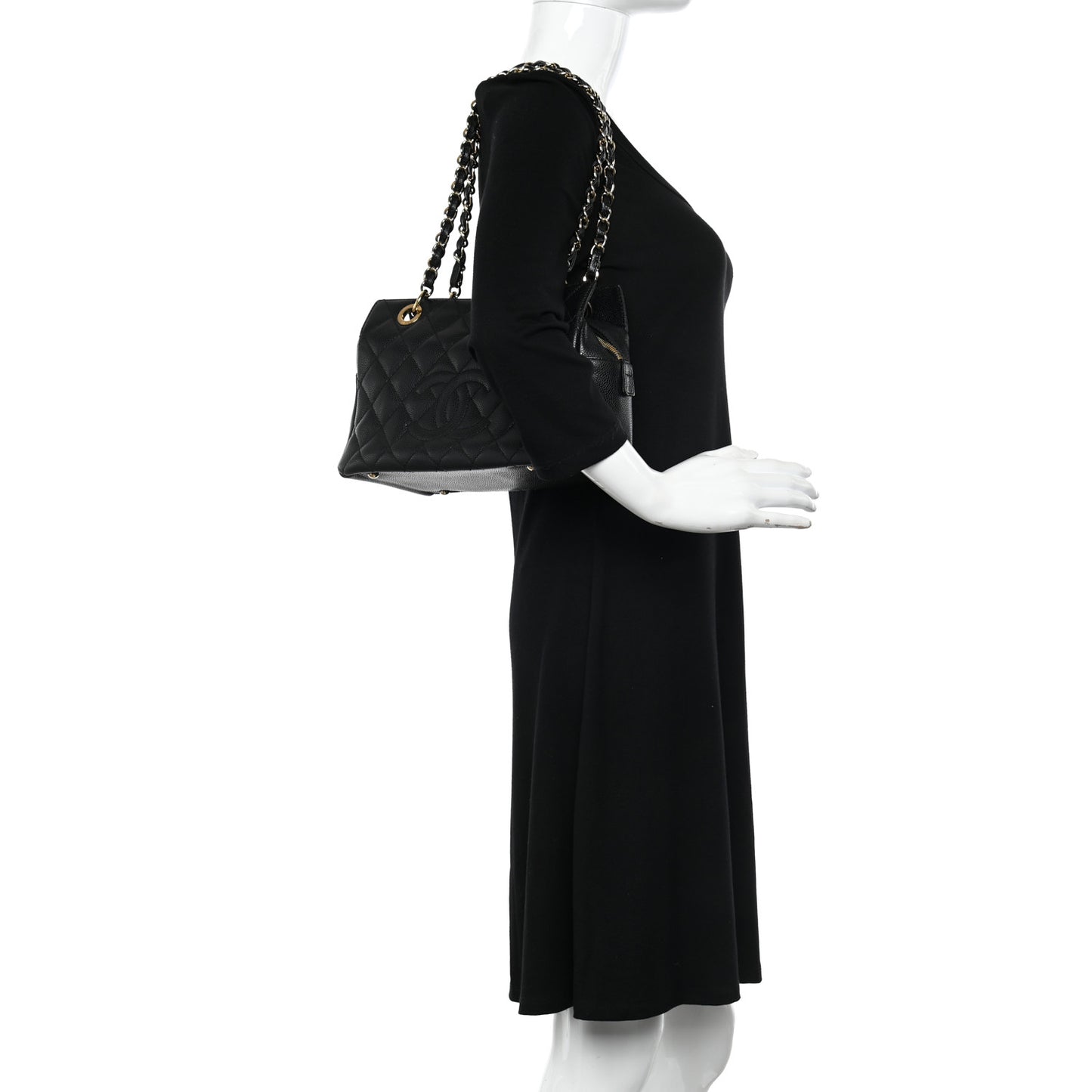 Caviar Quilted Petit Timeless Tote PTT Black
