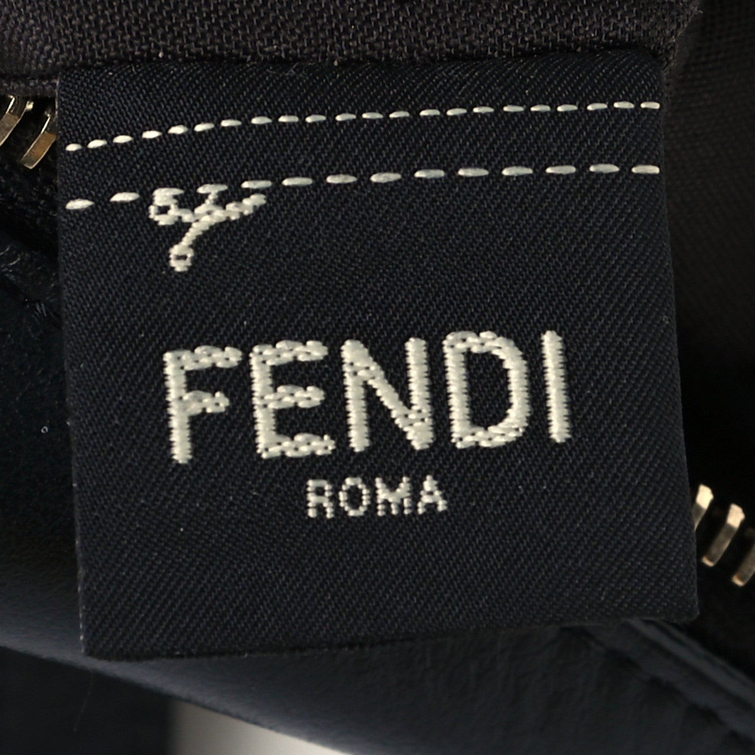 Fendi Glazed Fabric Vitello Century FF 1974 Stamp Patch Mini Camera Case Mogano Panna Black 8 of 12