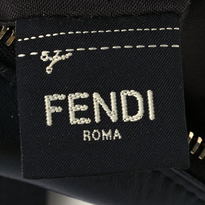 Fendi Glazed Fabric Vitello Century FF 1974 Stamp Patch Mini Camera Case Mogano Panna Black 8 of 12