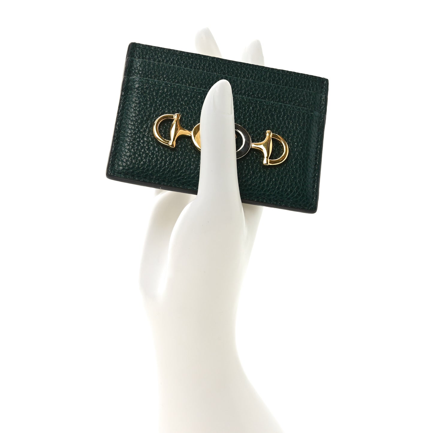 Grainy Calfskin Zumi Card Holder Green