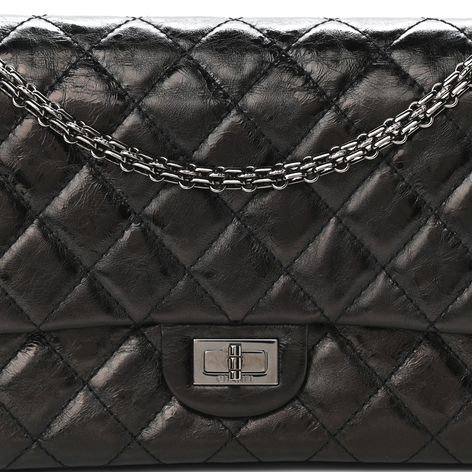 Chanel Metallic Aged Calfskin Quilted 2.55 Reissue 226 Flap Black 8 of 11