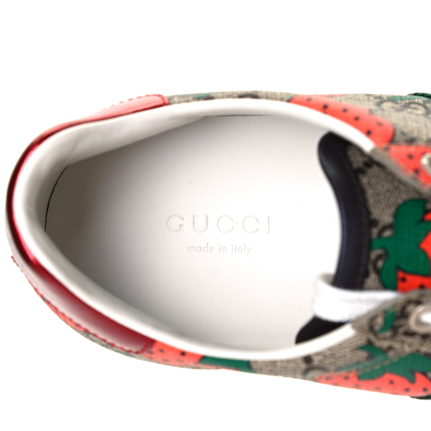 Gucci GG Supreme Monogram Strawberry Web Womens Ace Sneakers 36.5 Beige Multicolor Red Green 7 of 9