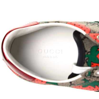 Gucci GG Supreme Monogram Strawberry Web Womens Ace Sneakers 36.5 Beige Multicolor Red Green 7 of 9