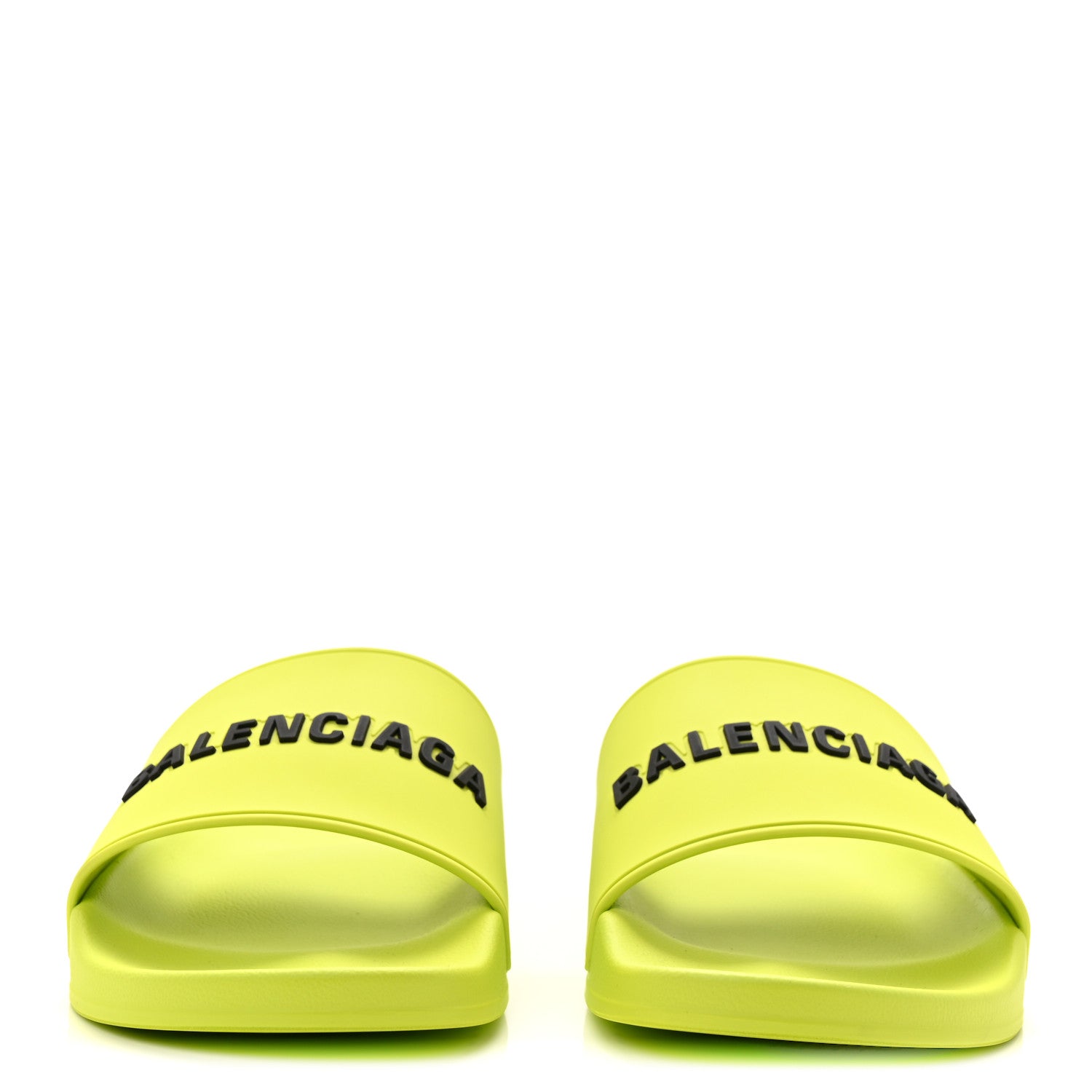 Balenciaga Rubber Mens Logo Pool Slide Sandals 44 Fluo Yellow 3 of 9