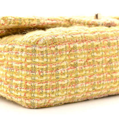Chanel Tweed Quilted Medium Double Flap Yellow Multicolor 9 of 10