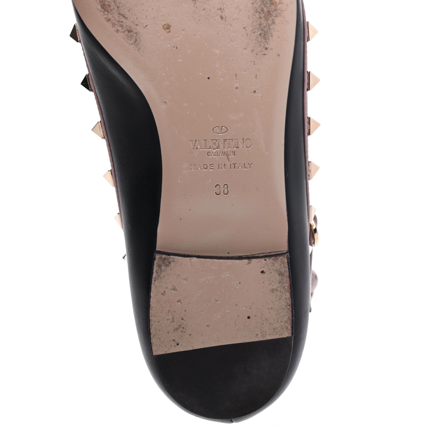 Valentino Garavani Nappa Rockstud Cage Ballerina Flats 38 Black Poudre 15 of 17