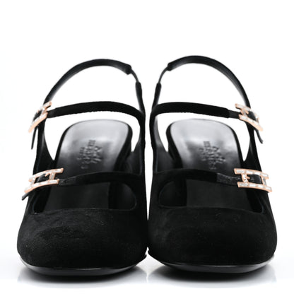 Hermes Velvet Rhinestone Jackie 90 Pumps 36.5 Black 3 of 10