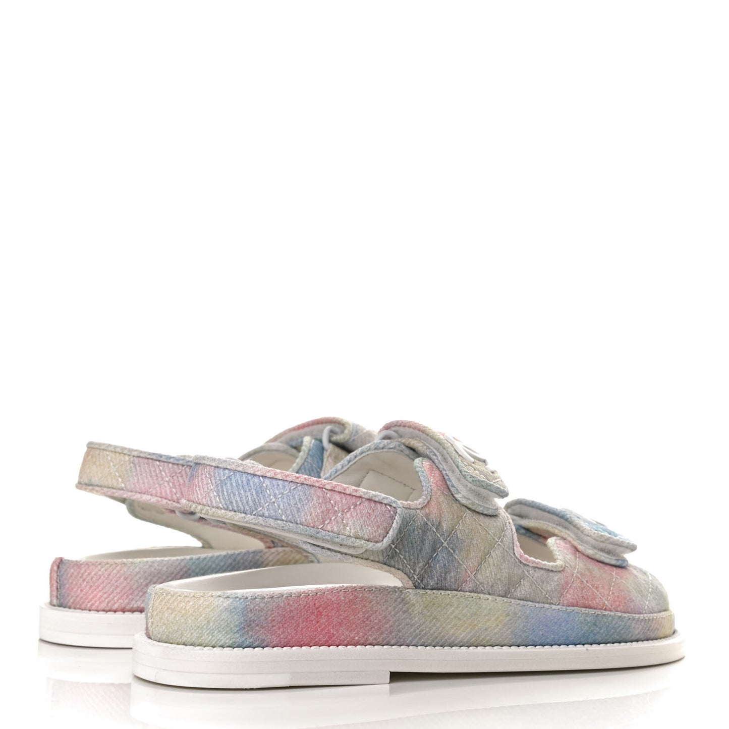 Printed Fabric Quilted Dad Sandals 36 Green Pink Blue