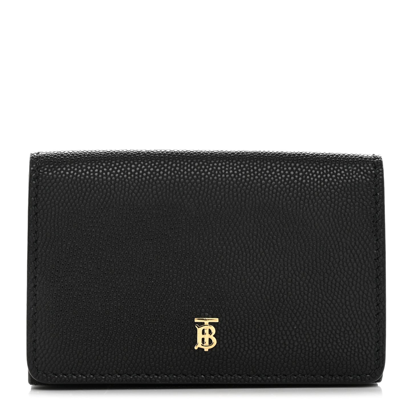 Grained Calfskin TB Compact Tri-Fold Wallet Black