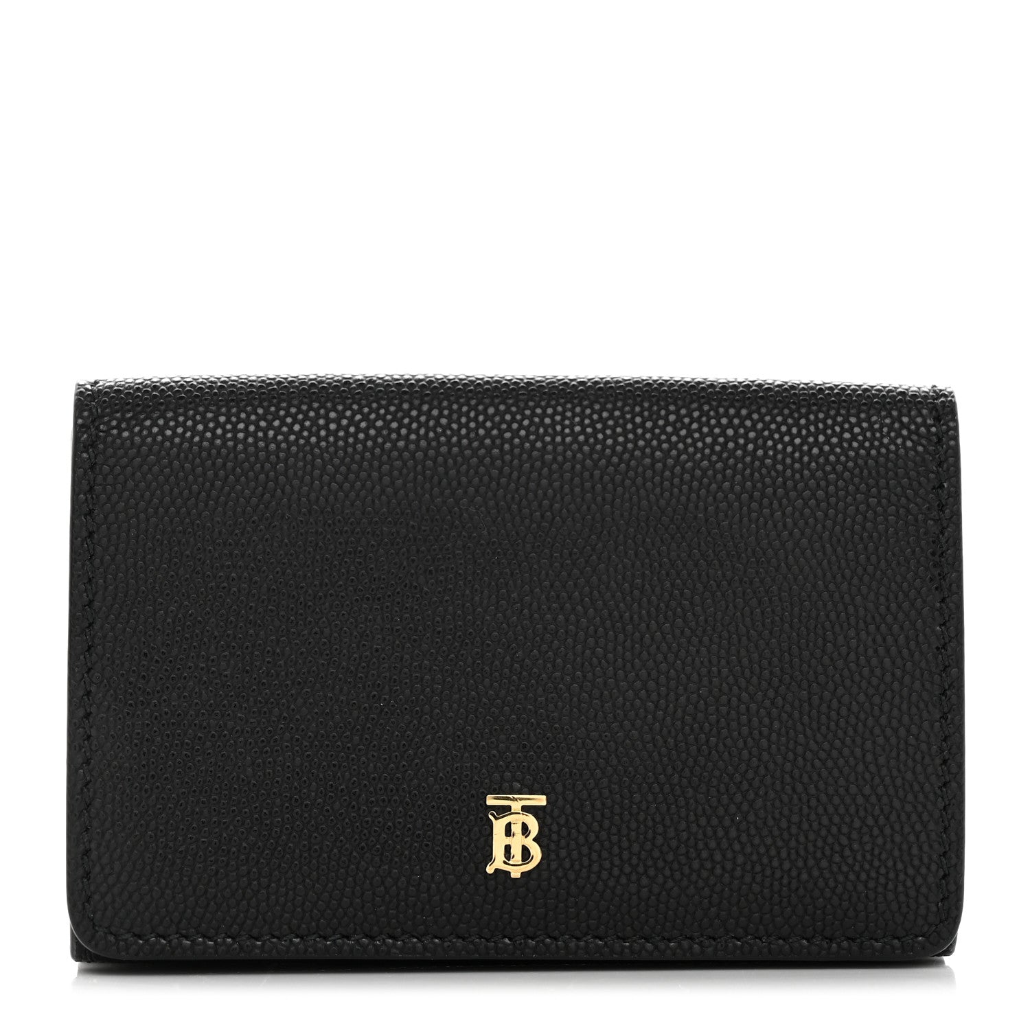 Burberry Grained Calfskin TB Compact Tri-Fold Wallet Black 1 of 11