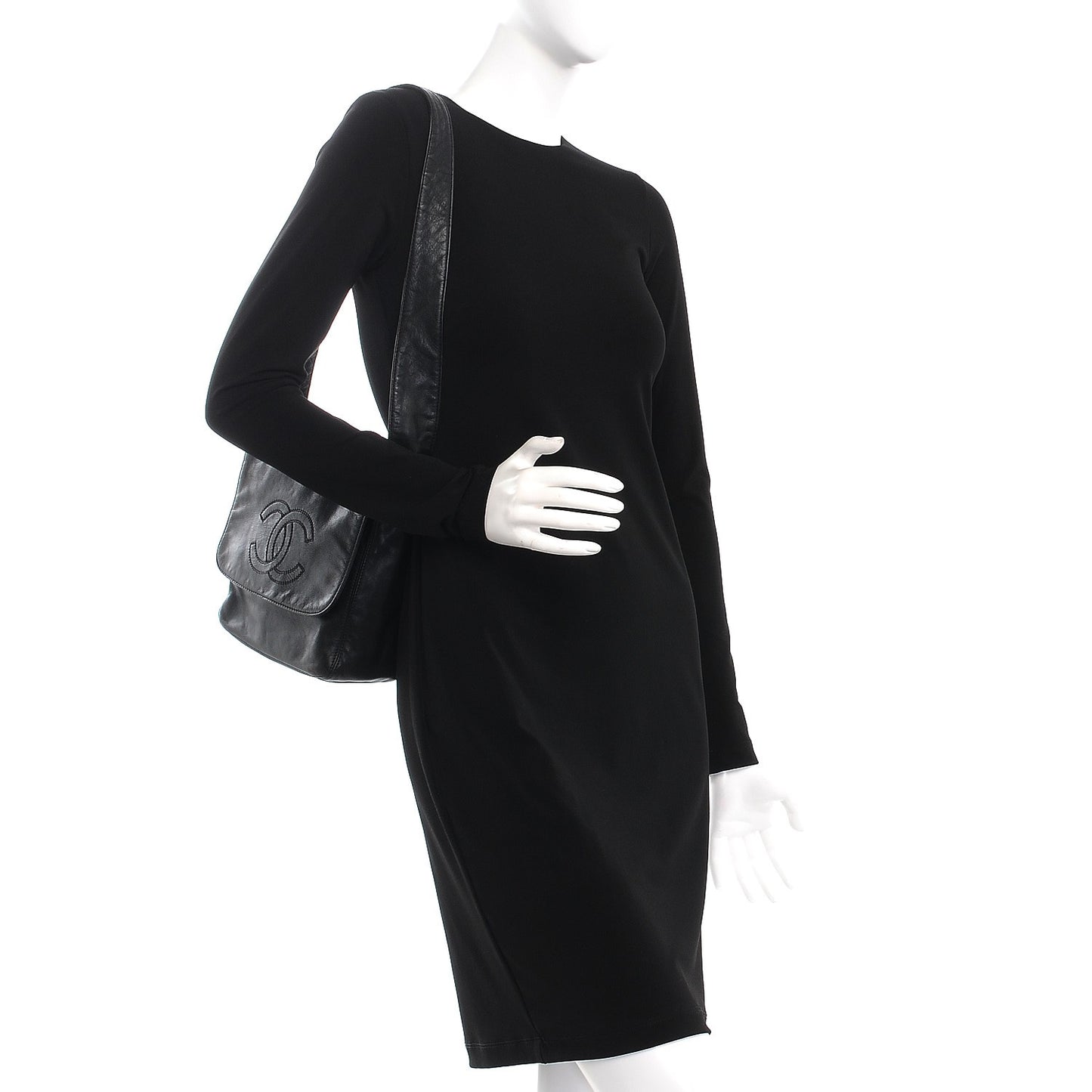 Lambskin CC Shoulder Flap Bag Black