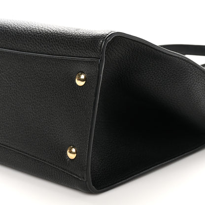 Salvatore Ferragamo Grained Calfskin Double Handle Small Amy Tote Black 9 of 9