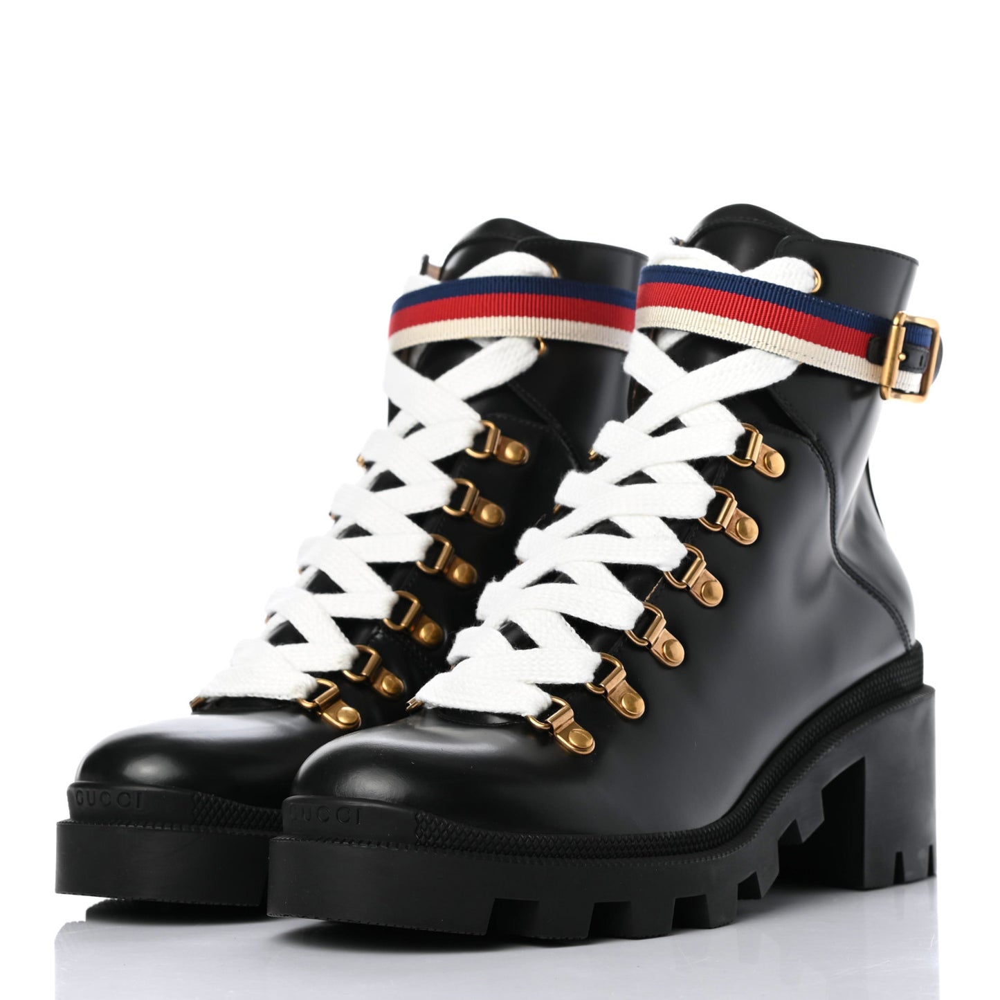 Calfskin Sylvie Web Womens Lace Up Combat Boots 38 Black