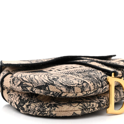 Christian Dior Canvas Embroidered Toile de Jouy Voyage Saddle Bag Beige Multicolor 8 of 9