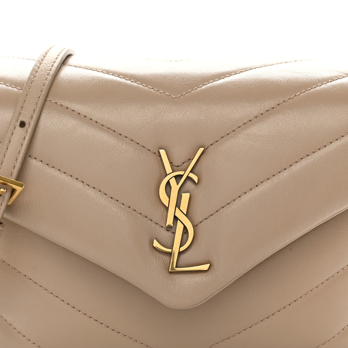 Saint Laurent Calfskin Y Quilted Monogram Toy Loulou Crossbody Bag Dark Beige 8 of 10