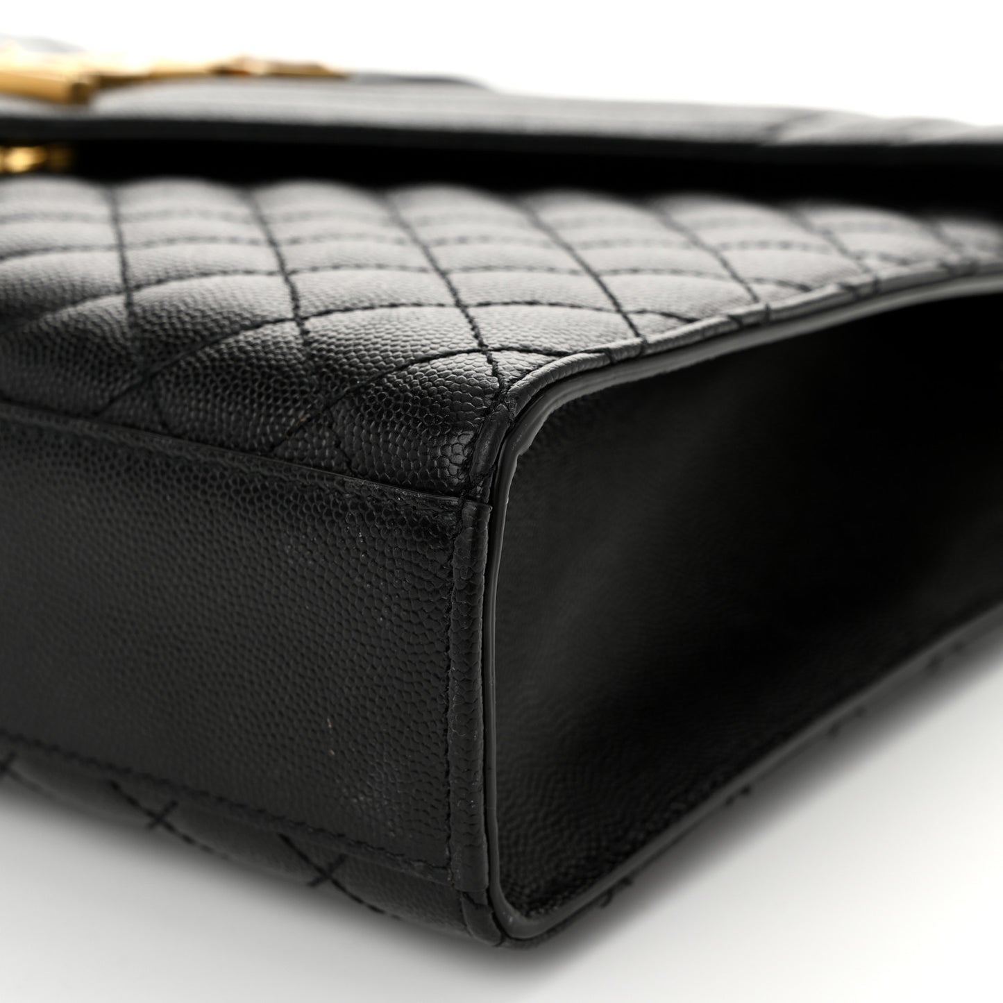 Grain De Poudre Textured Mixed Matelasse Large Triquilt Monogram Satchel Black