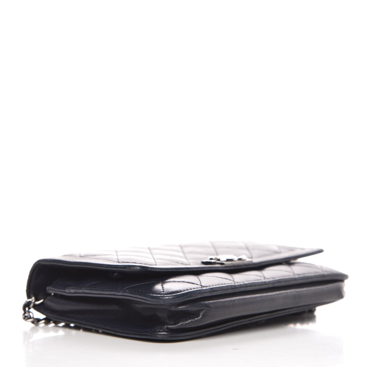 Lambskin Quilted Boy Wallet On Chain WOC Navy Blue