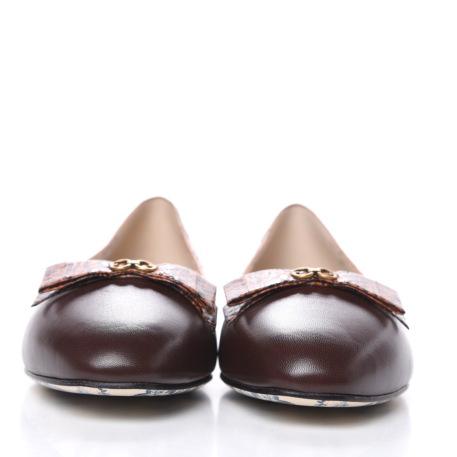 Gucci Malaga Kid Elaphe Yva Ballet Flats 42 Cocoa 2 of 9