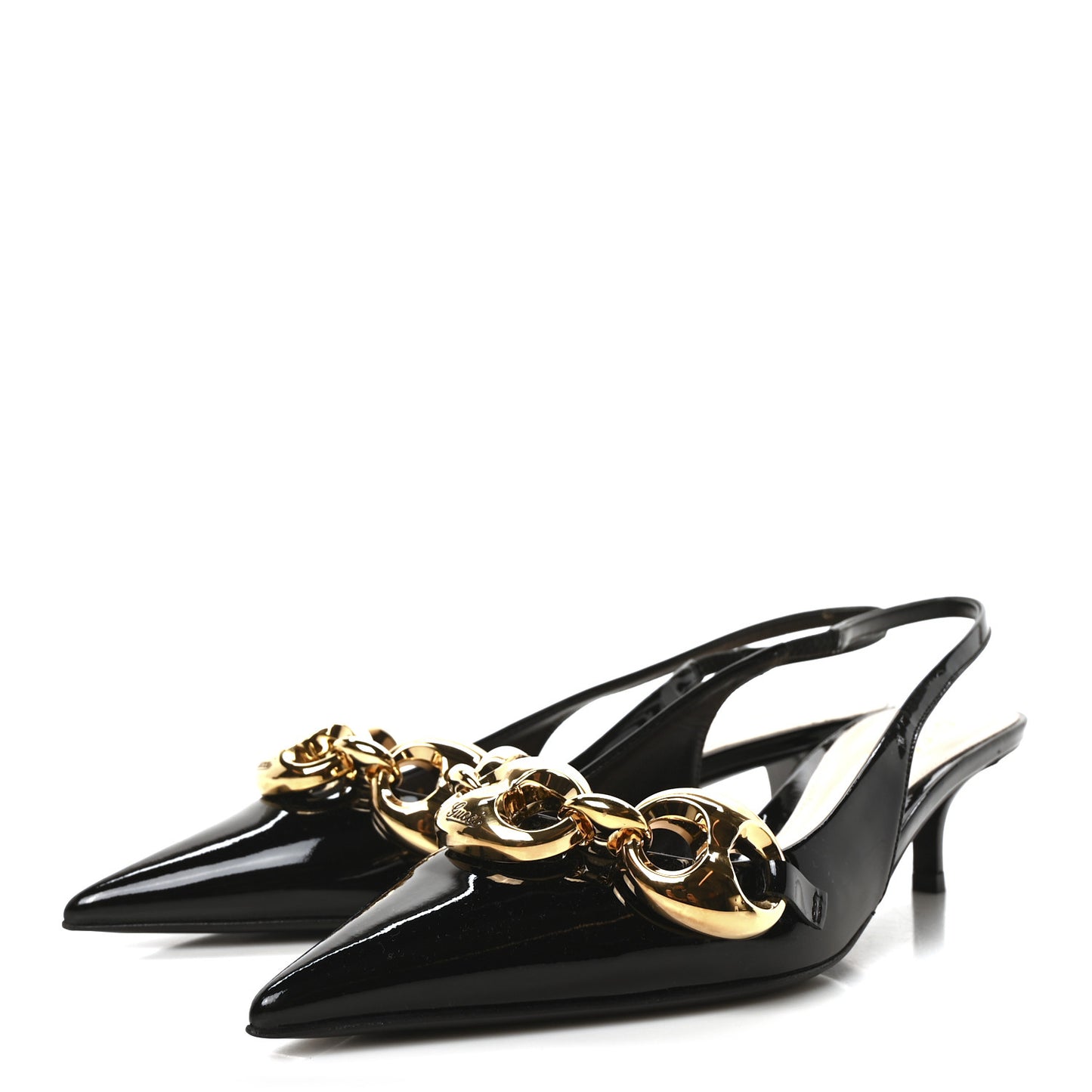 Vernice Crystal Nappa Charlotte Marina Slingback Pumps 36.5 Black