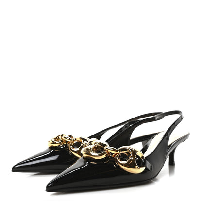 Gucci Vernice Crystal Nappa Charlotte Marina Slingback Pumps 36.5 Black 4 of 10