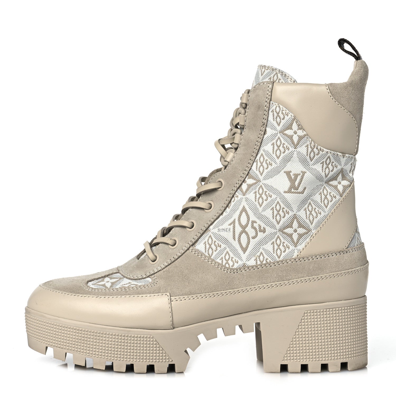 Louis Vuitton Suede Calfskin Jacquard Since 1854 Laureate Platform Desert Boots 39.5 Beige 1 of 7