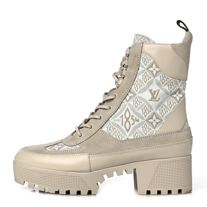 Louis Vuitton Suede Calfskin Jacquard Since 1854 Laureate Platform Desert Boots 39.5 Beige 1 of 7