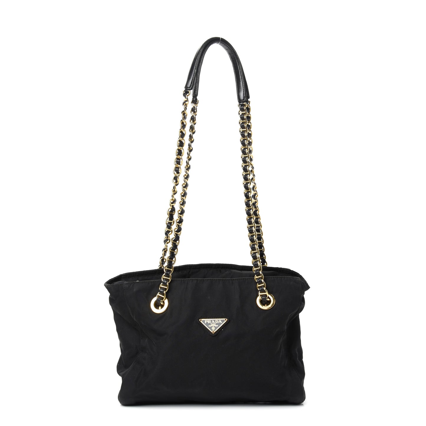 Nylon Tessuto Acciaio Chain Shoulder Bag Black