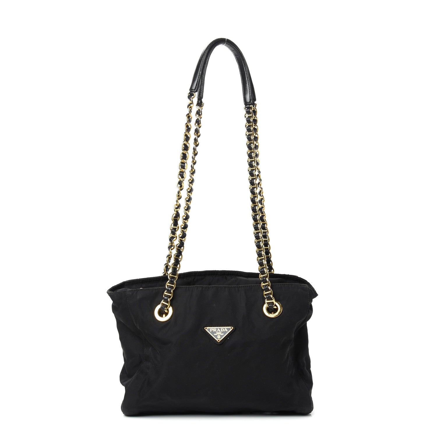 Prada Nylon Tessuto Acciaio Chain Shoulder Bag Black 1 of 10