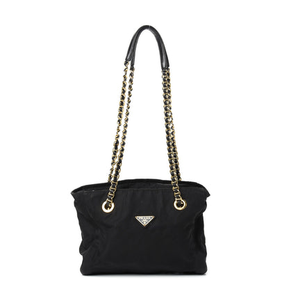 Prada Nylon Tessuto Acciaio Chain Shoulder Bag Black 1 of 10