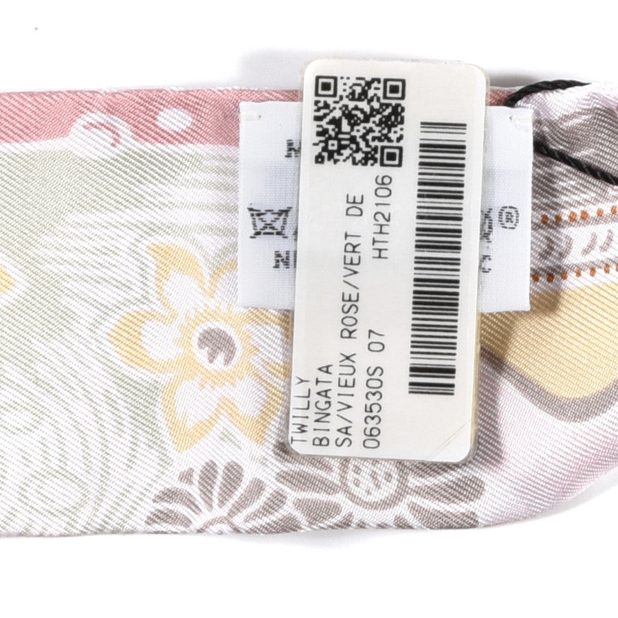 Silk Bingata Twilly Vieux Rose Vert De