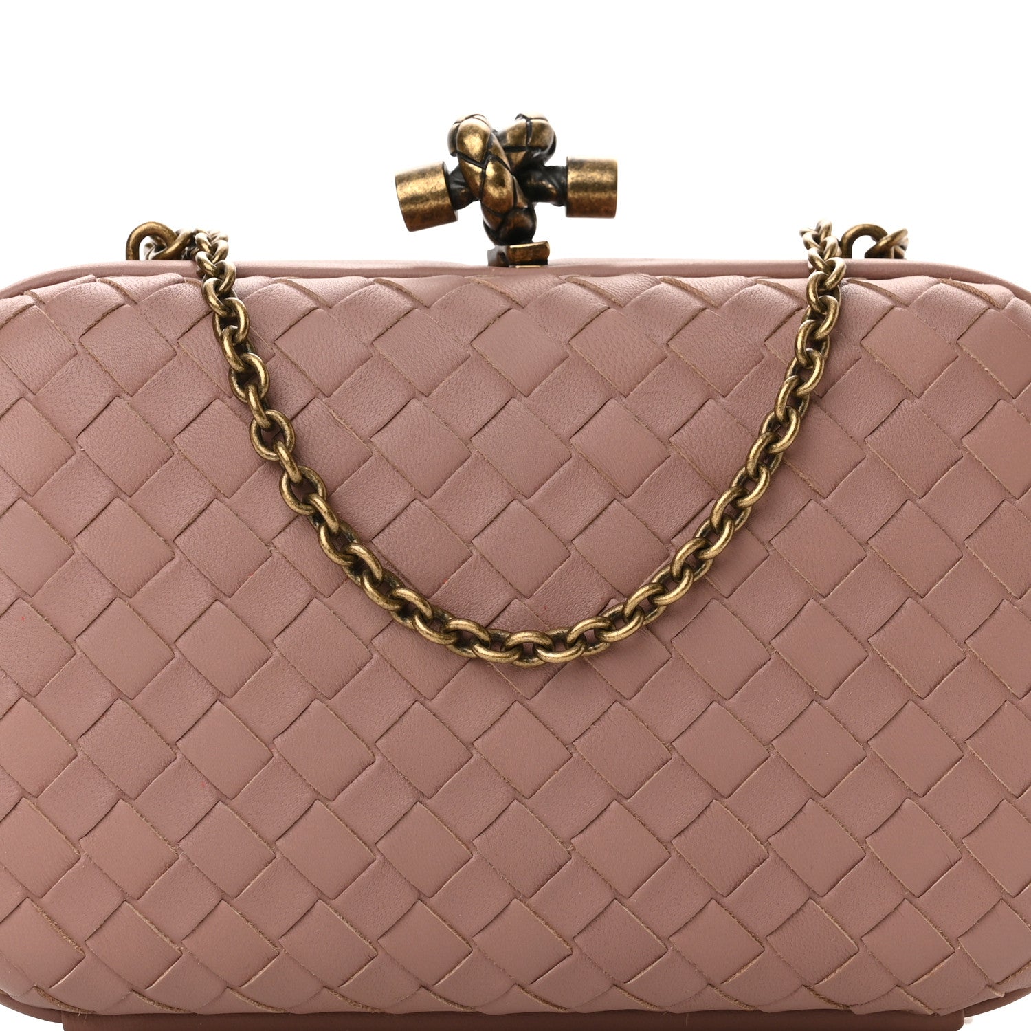 Bottega Veneta Nappa Intrecciato Chain Knot Clutch Watteau 7 of 9