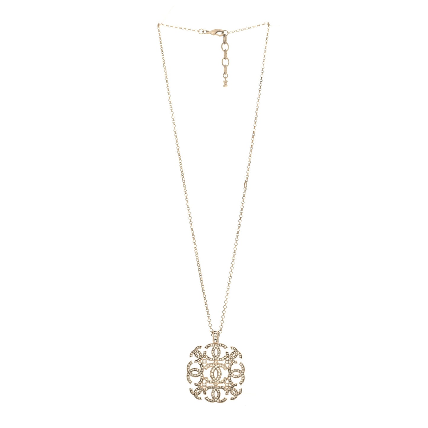 Crystal CC Pendant Necklace Gold