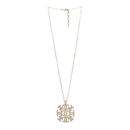Chanel Crystal CC Pendant Necklace Gold 3 of 5