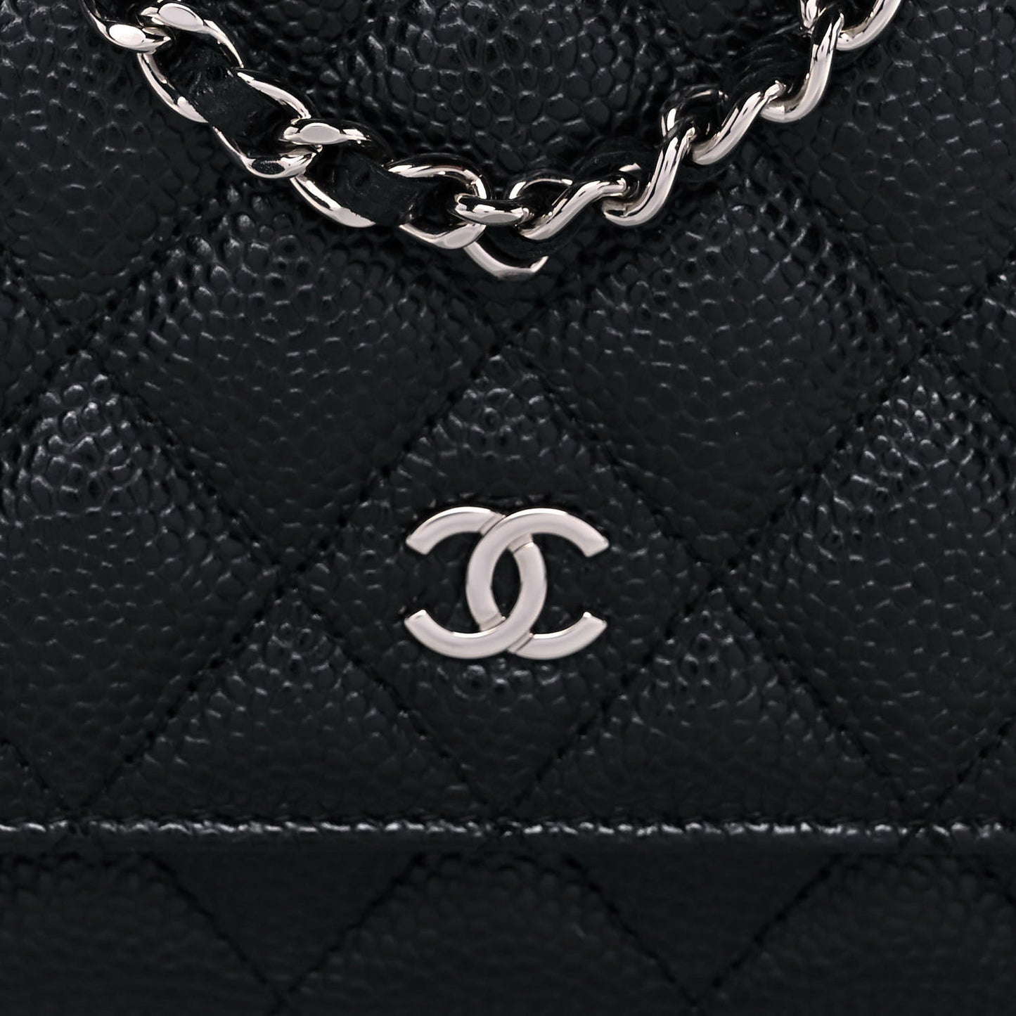 Caviar Quilted Wallet On Chain WOC Black
