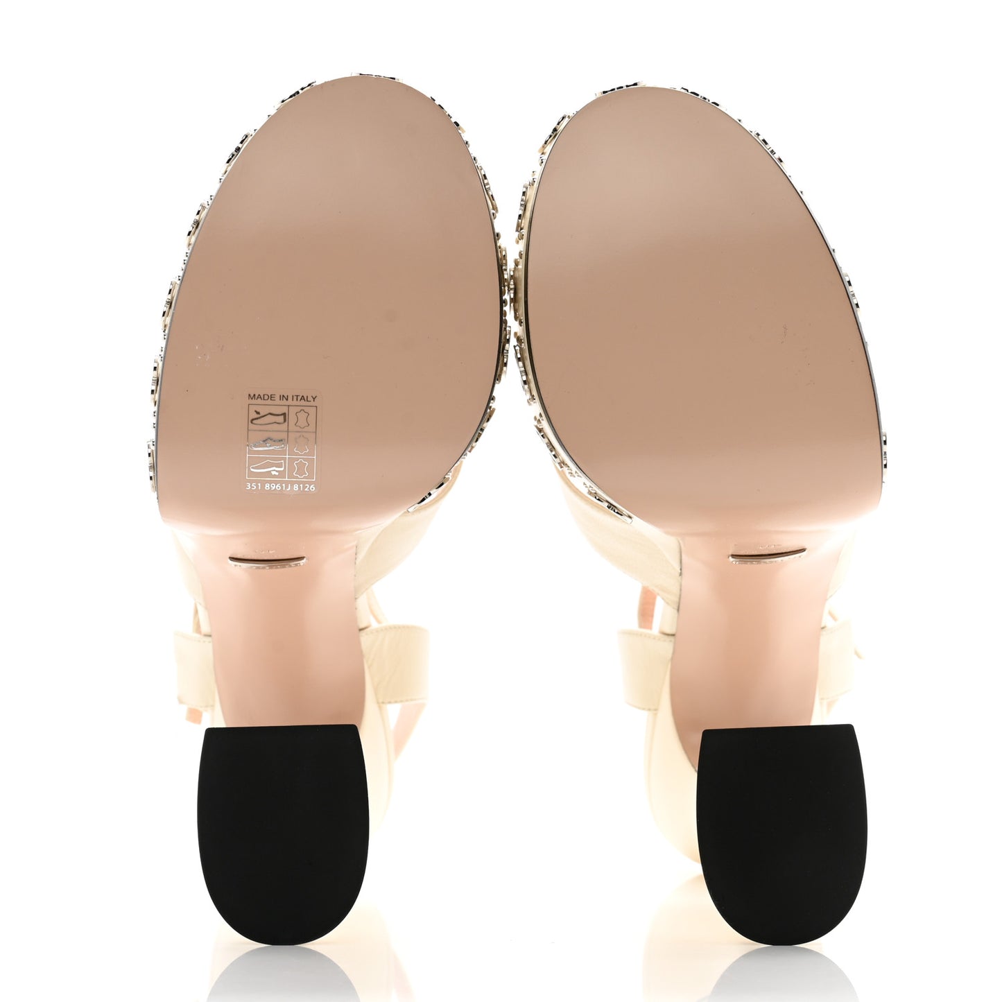 Malaga Kid Interlocking G Studs 155mm Platform Sandals 40 Mystic White