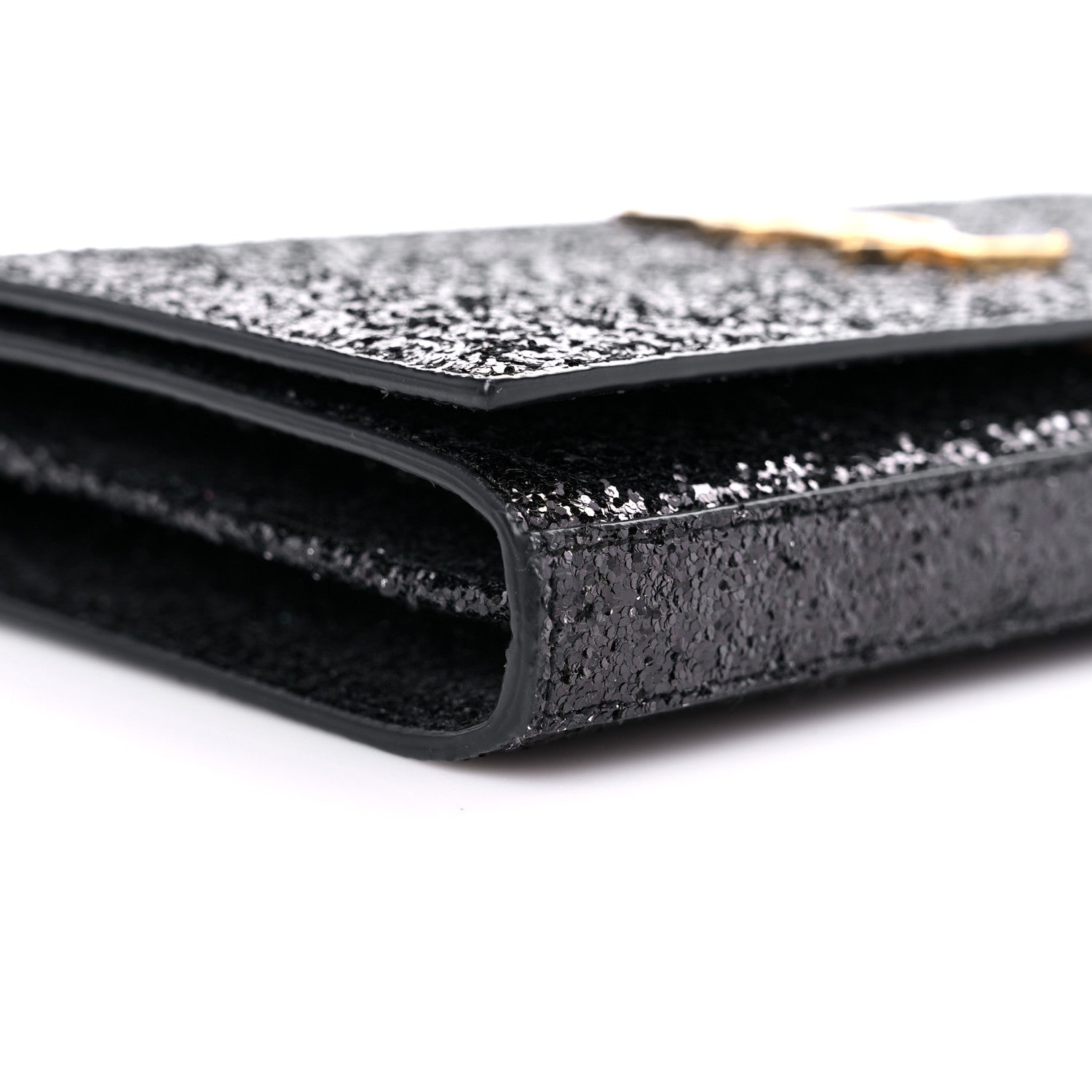 Saint Laurent Glitter Classic Monogram Galactica Chain Wallet Black 8 of 10