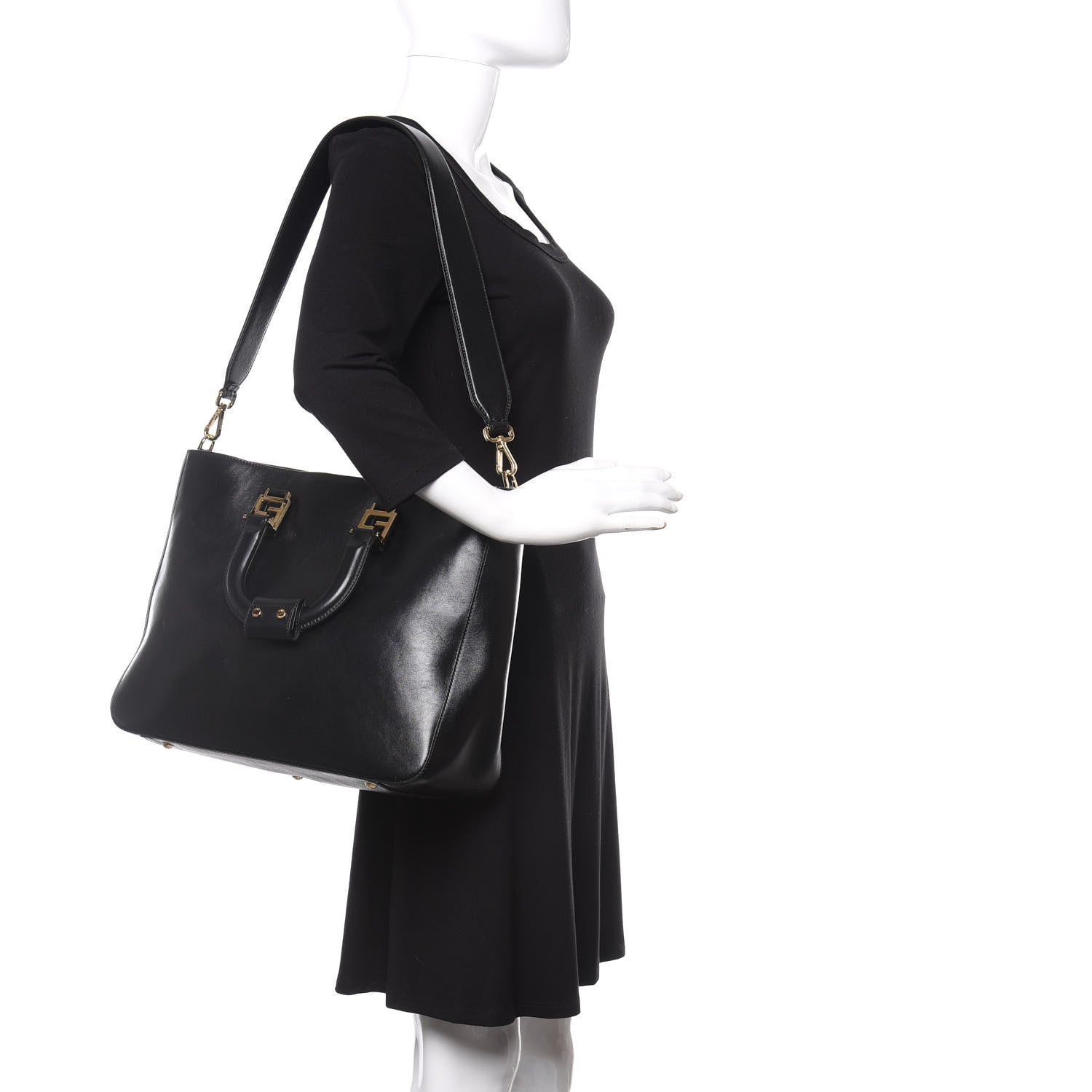 Fendi Vitello Glacier Medium FF Tote Black 2 of 10