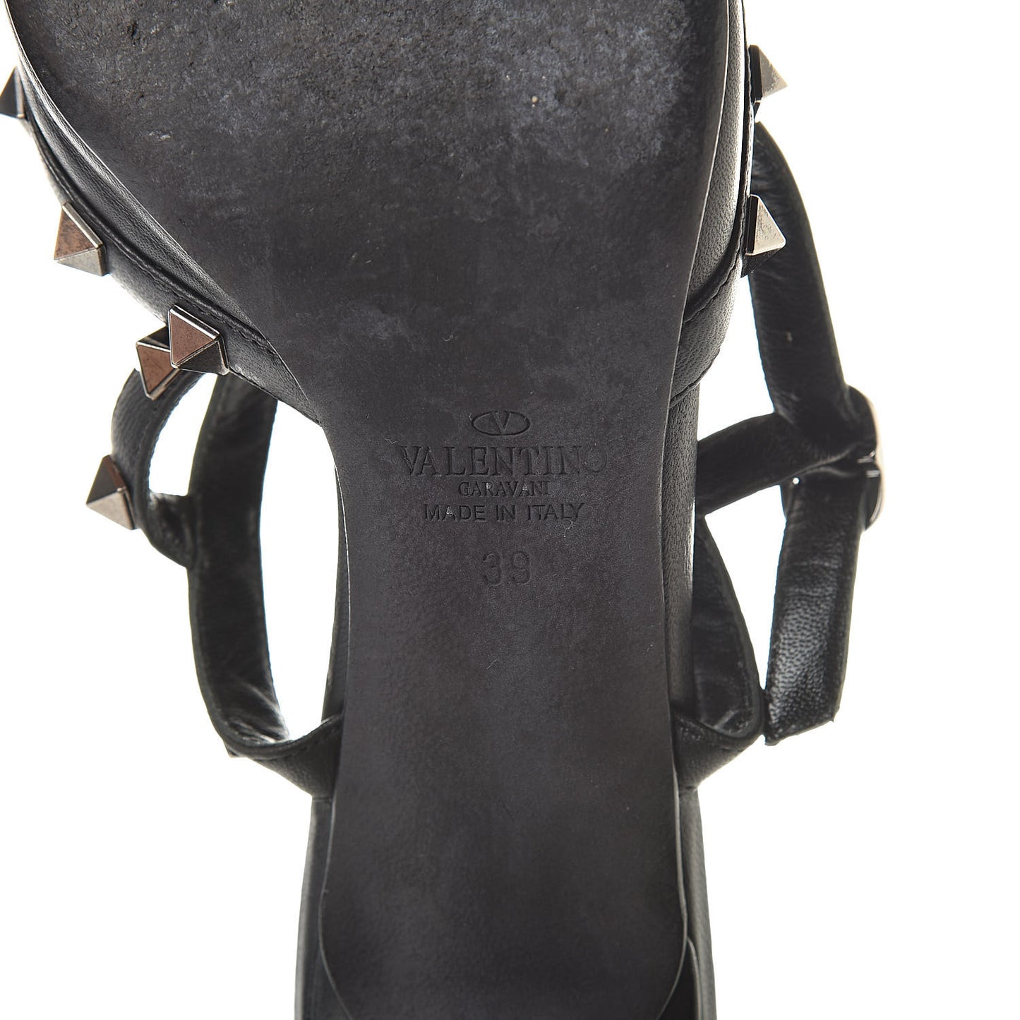 Nappa Rockstud Ankle Strap Low Heel Pumps 39 Black