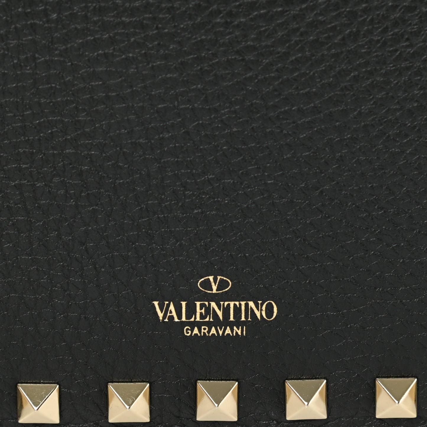 Pebbled Calfskin Rockstud Flap Clutch Black