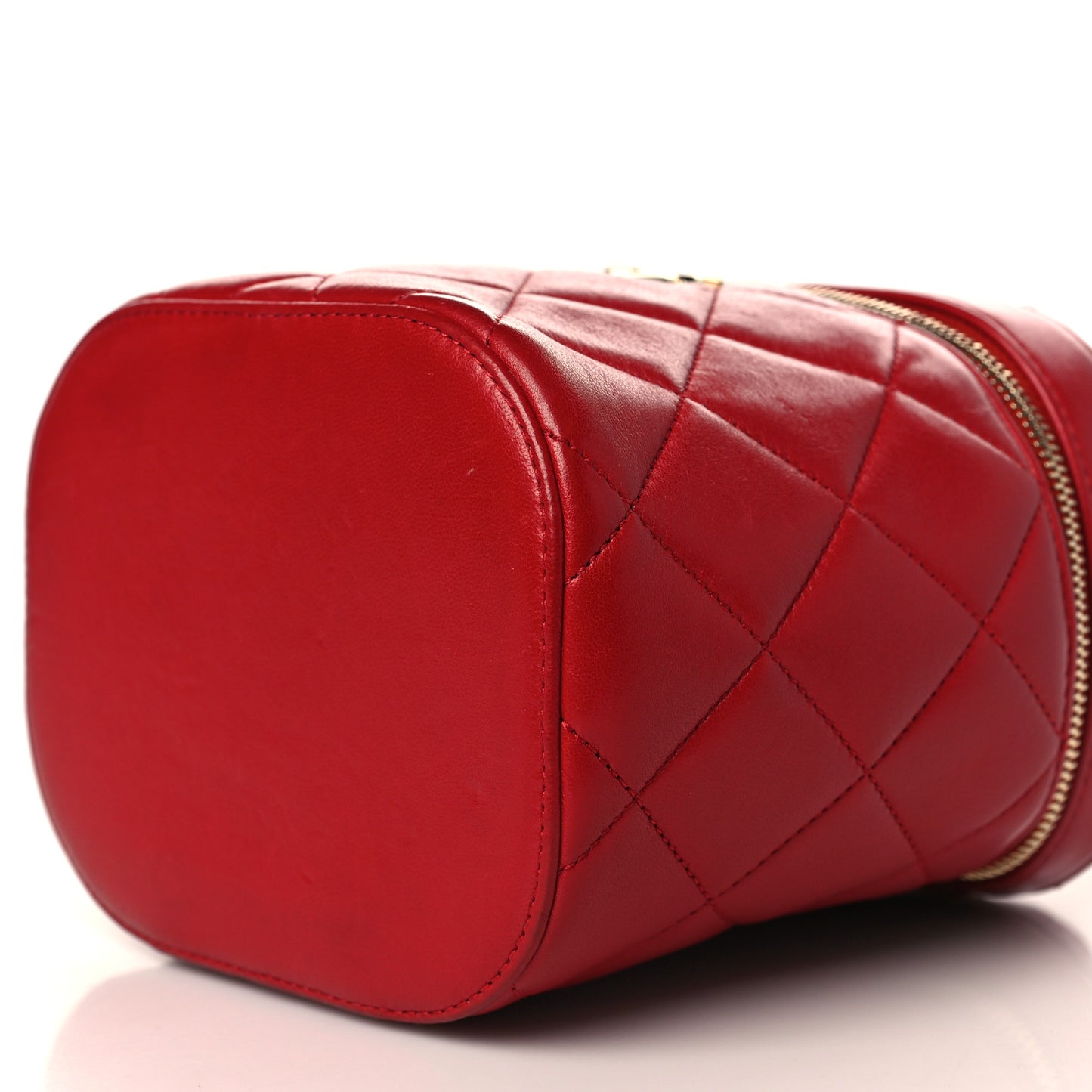 Lambskin Quilted Trendy Vanity Case Red