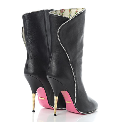 Gucci Calfskin Crystal Fosca Boots 36.5 Black 4 of 10