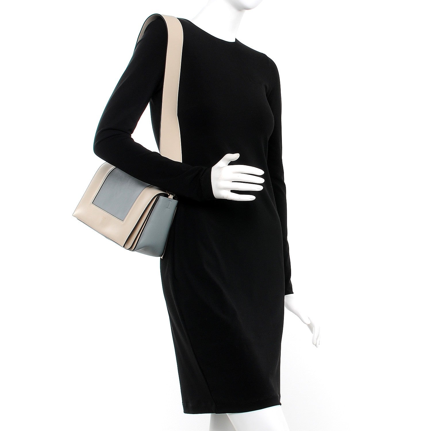 Celine Shiny Smooth Calfskin Medium Frame Shoulder Bag Grege Storm 2 of 10