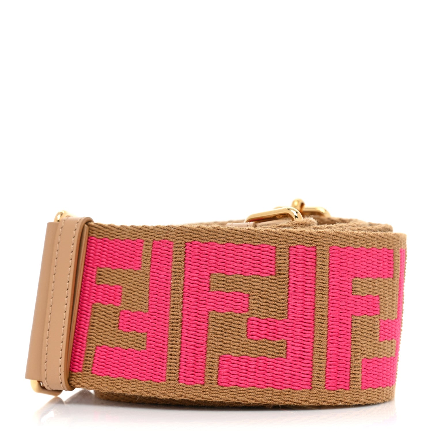 Fendi Ribbon Vitello King FF 1974 Adjustable Strap You Marrone Pink 2 of 5