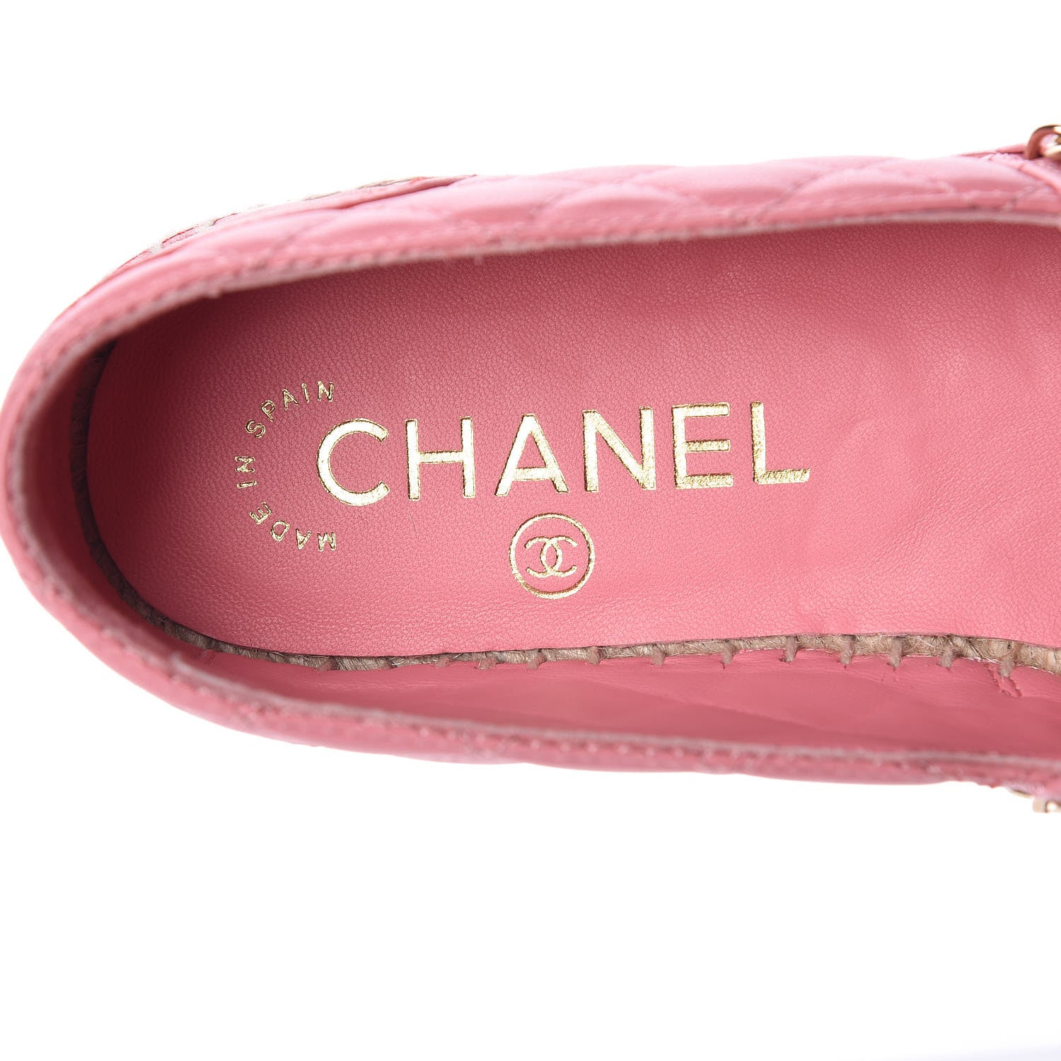 Chanel Lambskin Quilted CC Chain Espadrilles 36 Pink Red 9 of 12